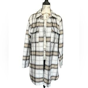 Melloday Women’s Fall Long Line Plaid Shacket Size XL